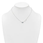 Sterling Silver Polished Blue and White CZ Eye with Beads 16 inch with 2 inch Extension Necklace