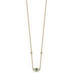 Sterling Silver Gold-tone Polished CZ and Blue and Green Nano Crystal Eye 16 inch with 2 inch Extension Necklace