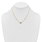 Sterling Silver Gold-tone Polished CZ and Blue and Green Nano Crystal Eye 16 inch with 2 inch Extension Necklace