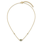 Sterling Silver Gold-tone Polished CZ and Blue and Green Nano Crystal Eye 16 inch with 2 inch Extension Necklace