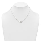 Sterling Silver Polished and Beaded Evil Eye 16.5 inch with 1 inch Extension Necklace