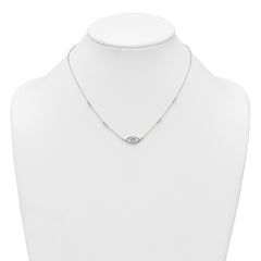 Sterling Silver Polished and Beaded Evil Eye 16.5 inch with 1 inch Extension Necklace