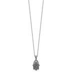 Sterling Silver Rhodium-plated Polished and Oxidized Filigree Hamsa 18 Inch Necklace