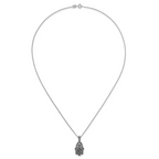 Sterling Silver Rhodium-plated Polished and Oxidized Filigree Hamsa 18 Inch Necklace