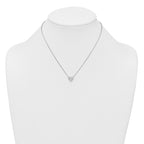 Sterling Silver Rhodium-plated Polished Pave CZ Heart 16 Inch with 2 Inch Extension Necklace