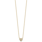 Sterling Silver Gold-tone Polished Pave CZ Heart 16 Inch with 2 Inch Extension Necklace