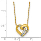 Sterling Silver Gold-tone Polished CZ Love Knot Heart 18 inch Necklace