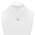 Sterling Silver Polished White CZ Heart and Paw Print 16 inch Necklace