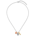 Sterling Silver Rose and Yellow Gold-plated Polished CZ Pawprint Heart and Bone 16 Inch with 2 Inch Extension Necklace