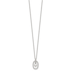 Sterling Silver Polished White CZ Oval with Dangle Heart 16 inch Necklace