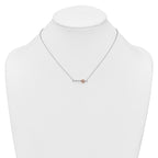 Sterling Silver Rhodium-plated and Rose-tone Polished CZ Heart Bar 16 Inch with 2 Inch Extension Necklace