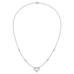 Sterling Silver Rhodium-plated Polished CZ Open Heart 18 Inch Necklace
