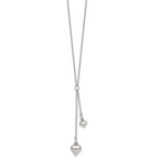 Sterling Silver Polished Two Heart 16 inch Lariat Necklace