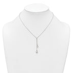 Sterling Silver Polished Two Heart 16 inch Lariat Necklace