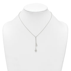 Sterling Silver Polished Two Heart 16 inch Lariat Necklace