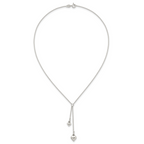 Sterling Silver Polished Two Heart 16 inch Lariat Necklace