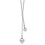 Sterling Silver Polished Two Heart 16 inch Lariat Necklace