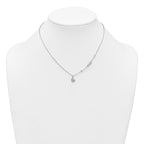 Sterling Silver Polished Beaded White CZ Infinity and Heart 16 inch with 2 inch Extension Necklace