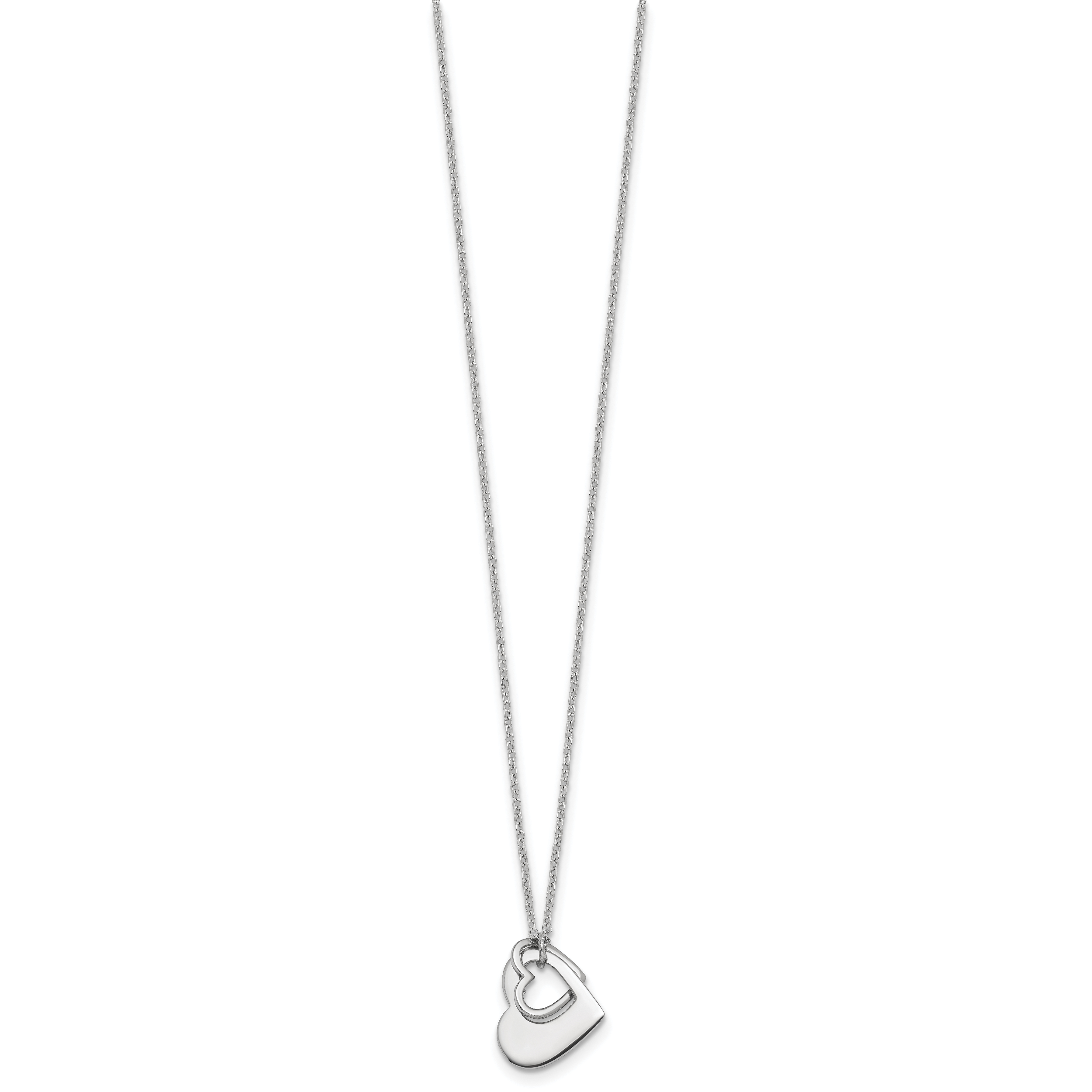 Sterling Silver Rhodium-plated Heart With Heart Cutout 16 inch with 2 inch Extension Necklace Secondary image