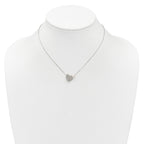 Sterling Silver Polished Heart and Glass Pearl 16 inch Necklace