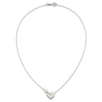 Sterling Silver Polished Heart and Glass Pearl 16 inch Necklace