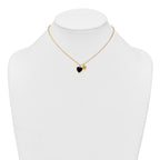 Sterling Silver Gold-tone Polished Onyx and CZ Hearts 14 Inch with 3 Inch Extension Children's Necklace