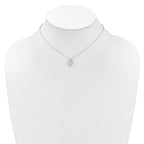 Sterling Silver Rhodium-plated Polished Mother of Pearl and CZ Hearts 14 Inch with 3 Inch Extension Children's Necklace