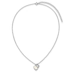 Sterling Silver Rhodium-plated Polished Mother of Pearl and CZ Hearts 14 Inch with 3 Inch Extension Children's Necklace
