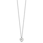 Sterling Silver Rhodium-plated Polished Mother of Pearl and CZ Hearts 14 Inch with 3 Inch Extension Children's Necklace