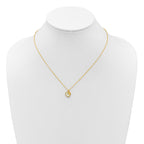 Sterling Silver Gold-tone Polished Mother of Pearl and CZ Heart and Dolphin 16 Inch with 2 Inch Extension Necklace