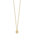 Sterling Silver Gold-tone Polished Mother of Pearl and CZ Heart and Dolphin 16 Inch with 2 Inch Extension Necklace