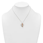 Sterling Silver with Rose-tone Polished White CZ Heart and Shooting Star Dangle 16 inch Necklace