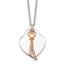 Sterling Silver with Rose-tone Polished White CZ Heart and Shooting Star Dangle 16 inch Necklace