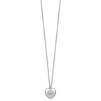 Sterling Silver Polished and Textured Heart 16 inch with 2 inch Extension Necklace