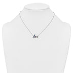 Sterling Silver Rhodium-plated Polished Multicolor CZ LOVE 16 Inch with 2 Inch Extension Necklace