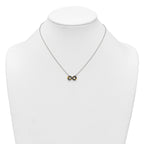 Sterling Silver with Gold-tone Polished and Antiqued Beaded Infinity Charm 16 inch Necklace