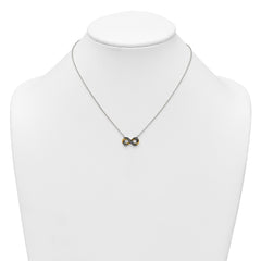 Sterling Silver with Gold-tone Polished and Antiqued Beaded Infinity Charm 16 inch Necklace