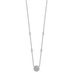 Sterling Silver Rhodium-plated Polished Pave CZ Circle 18 Inch Necklace