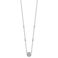 Sterling Silver Rhodium-plated Polished Pave CZ Circle 18 Inch Necklace