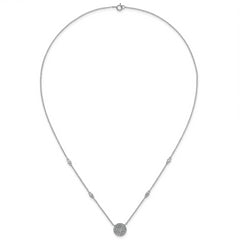 Sterling Silver Rhodium-plated Polished Pave CZ Circle 18 Inch Necklace