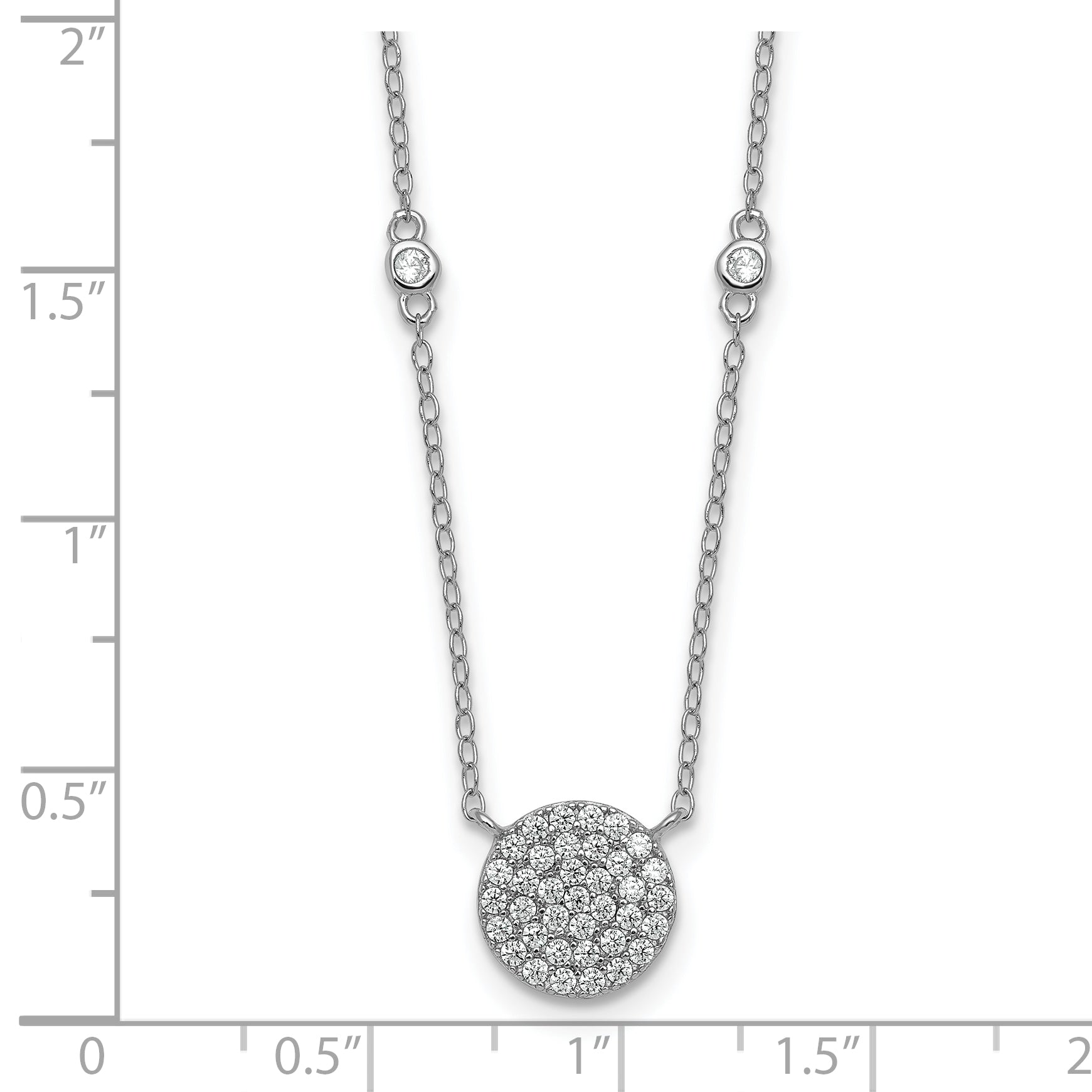 Sterling Silver Rhodium-plated Polished Pave CZ Circle 18 Inch Necklace