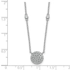 Sterling Silver Rhodium-plated Polished Pave CZ Circle 18 Inch Necklace