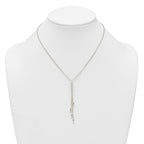 Sterling Silver Polished and Beaded Multi-strand 16.5 inch with 1.25 inch Extension Lariat Necklace
