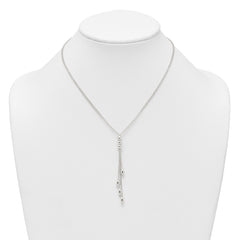 Sterling Silver Polished and Beaded Multi-strand 16.5 inch with 1.25 inch Extension Lariat Necklace