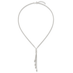 Sterling Silver Polished and Beaded Multi-strand 16.5 inch with 1.25 inch Extension Lariat Necklace