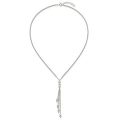 Sterling Silver Polished and Beaded Multi-strand 16.5 inch with 1.25 inch Extension Lariat Necklace