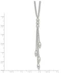 Sterling Silver Polished and Beaded Multi-strand 16.5 inch with 1.25 inch Extension Lariat Necklace