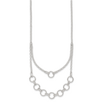 Sterling Silver Polished and Textured Circles Multi-strand 16 inch with 2 inch Extension Necklace