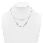 Sterling Silver Polished and Textured Circles Multi-strand 16 inch with 2 inch Extension Necklace