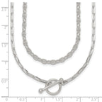 Sterling Silver Polished Fancy Double Strand 16 inch with 2 inch Extension Chain Necklace